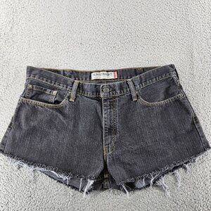 Levis Shorts Womens 38 Black 514 Slim Straight‎ Denim Cutoff Distress Frayed Hem